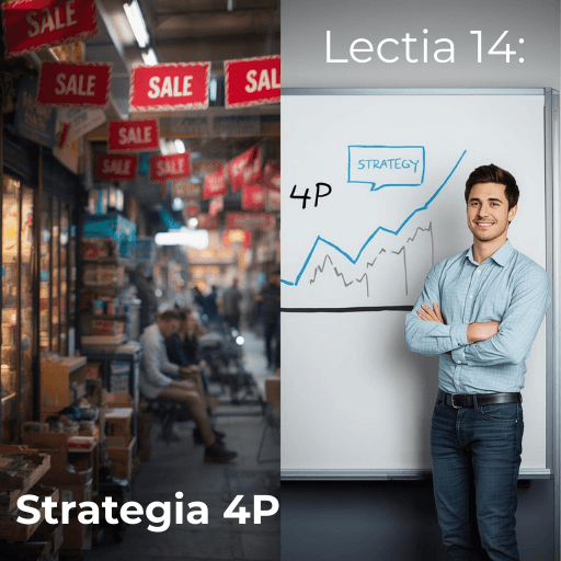 Lecția 14 Euro Agency - Strategia celor 4P Mix de Marketing și PUV. Tânăr antreprenor (Alex) explicând la tablă cum să ai succes în afaceri fără să scazi prețul.